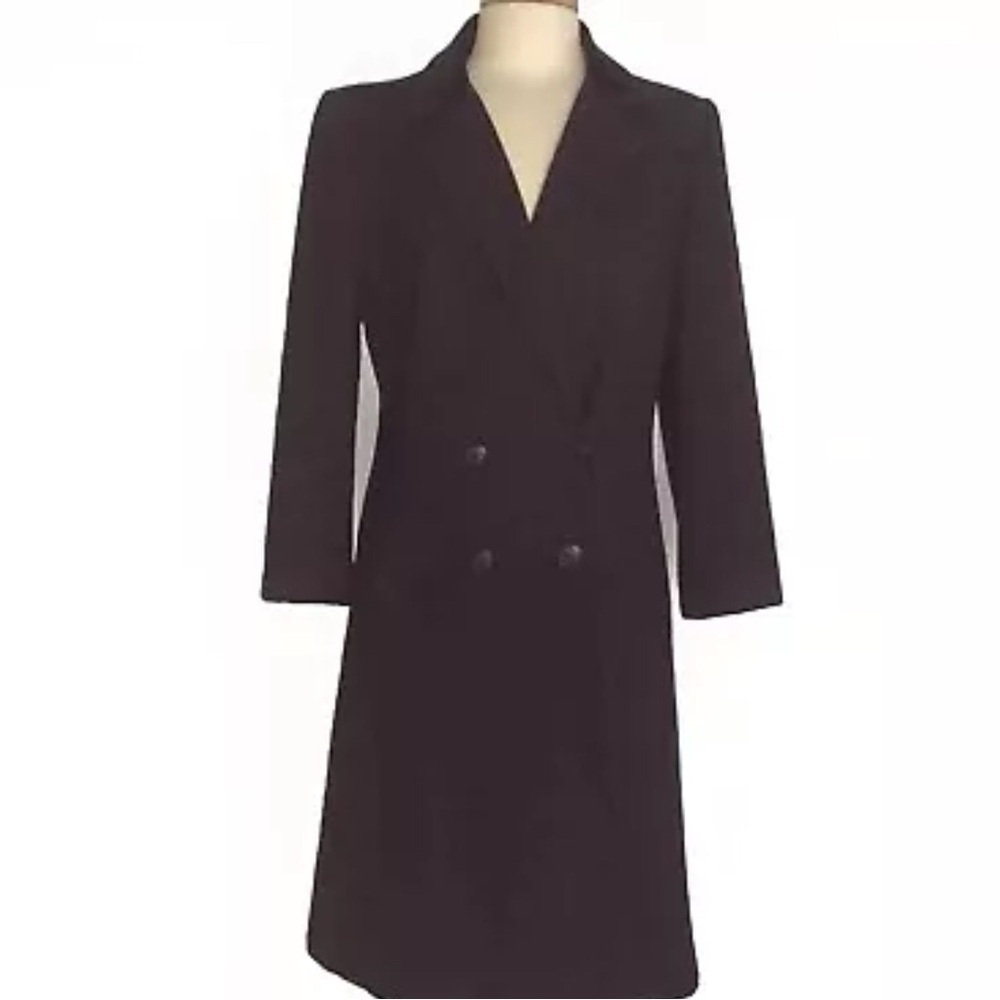 Vintage 90’s USA Talbots Gray Wool Chesterfield Double Breasted Coat Size 8 GUC